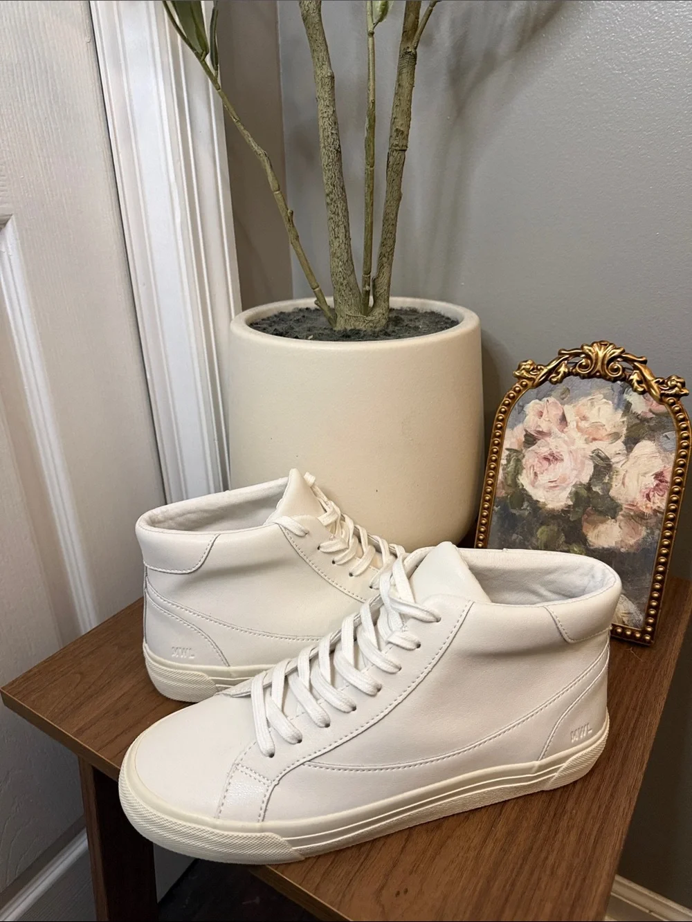Madewell Sidewalk High Top Leather Sneakers Pale Parchment Women’s 11